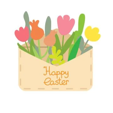 Paper mail envelope with a Easter Egg, vector Stock Illustration