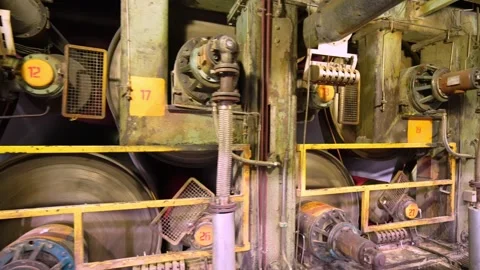 Paper making machine for paper production. Drying shafts of a paper machine Video stock 301456338