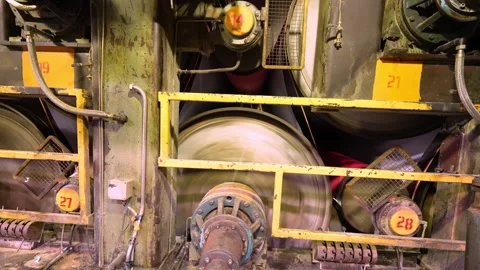 Paper making machine for paper production. Drying shafts of a paper machine Stockbeeldmateriaal 301463809