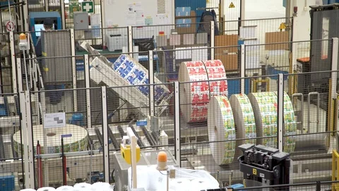 Paper making, packaging. Factory. Vidéo 105343893