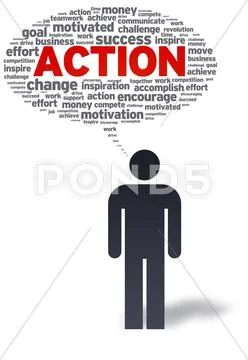Paper man with action bubble Stock Illustration