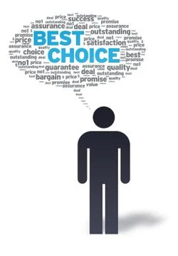 Paper man with best choice bubble Stock Illustration