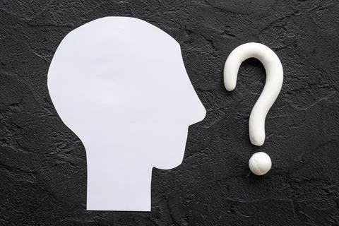 Paper man head with question mark. Solving problem of solution concept Stock Photos