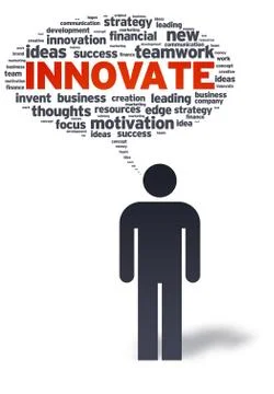 Paper man with innovate bubble Stock Illustration