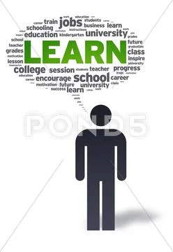 Paper man with learn bubble Stock Illustration