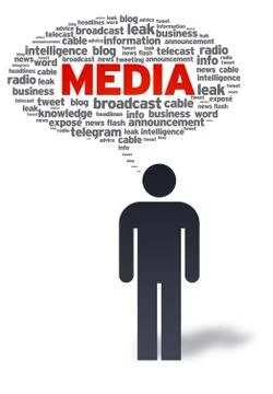 Paper man with media bubble Stock Illustration