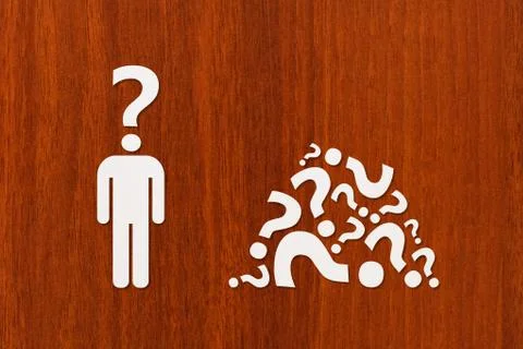 Paper man with question instead of head. Abstract idea concept Stock Photos