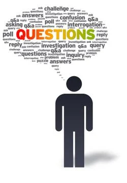 Paper man with questions bubble Stock Illustration