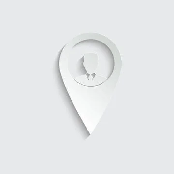 Paper man vector icon;  black map pointer with businessman icon Stock Illustration