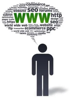 Paper man with www bubble Stock Illustration