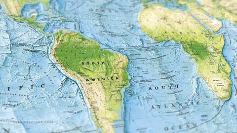 Paper Map Of America On Ocean Background Stock Footage 119325591