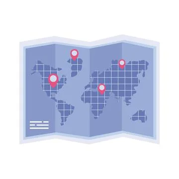 Paper map and pointers 스톡 일러스트