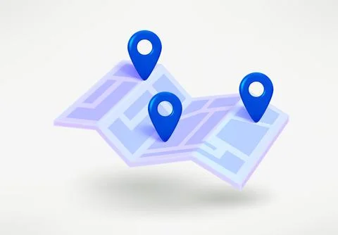 Paper map with blue points. 3d vector illustration 스톡 일러스트