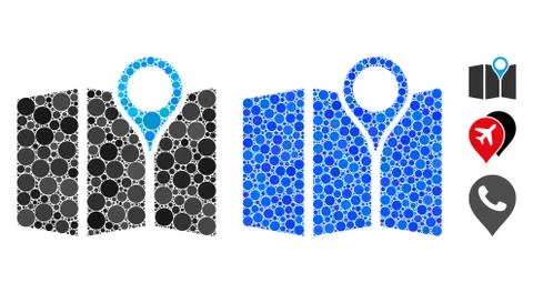 Paper Map Composition Icon of Spheric Items Stock Illustration