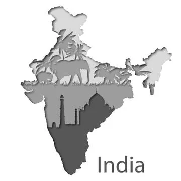 Paper map of India with different leyers Stock Illustration