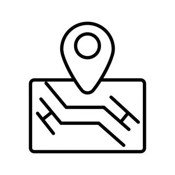 Paper map with pin location line style icon 스톡 일러스트
