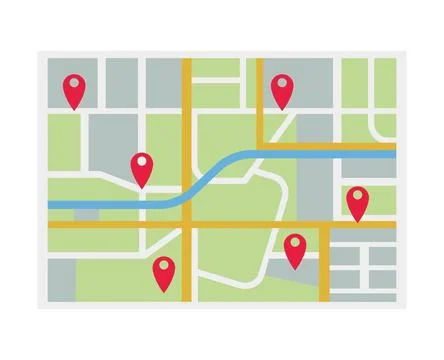 Paper map with pins Stock Illustration