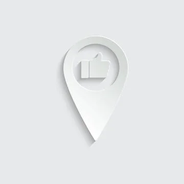 Paper  map point with a thumb up icon.  vector icon Stock Illustration