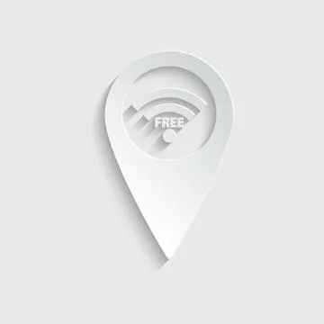 Paper Map pointer with free Wi Fi icon Stock Illustration