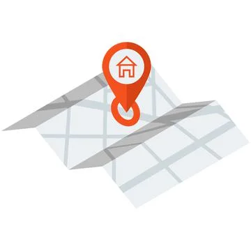 Paper map with red gps pin location vector icon Stock Illustration