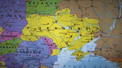 Paper map of the state of Ukraine Stock Footage 201729280