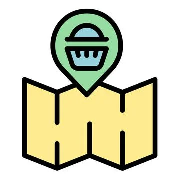 Paper map store icon vector flat Stock Illustration