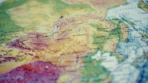 Paper map of the world. camera span over paper world map. stylized with the a Stock Footage 133162401