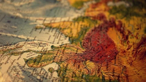 Paper map of the world. camera span over paper world map. stylized with the a 스톡 동영상 133162556