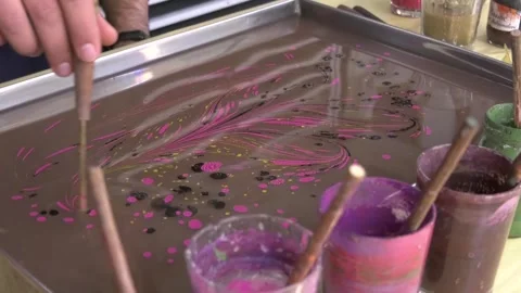 Paper marbling  Video stock 254597422