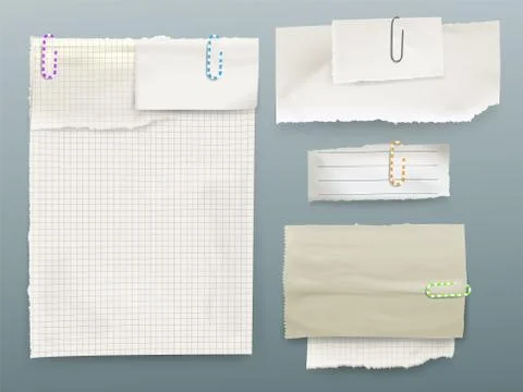 Paper message notes on clips vector illustration Stock Illustration