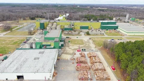 Paper Mill Aerial Stock Footage 331740819