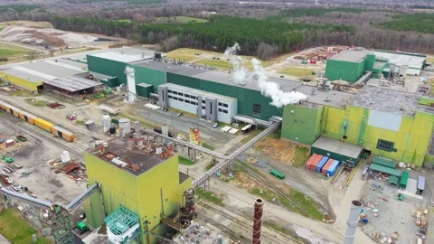 Paper Mill Aerial Stock Footage 331741029
