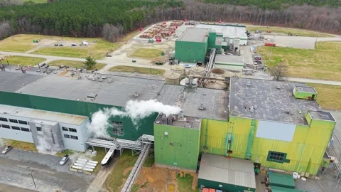 Paper Mill Aerial Stock Footage 331741035