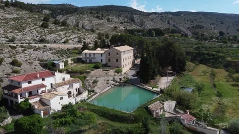 Paper mill and centuries-old washhouse in Ibi, Spain. Видео 336644525