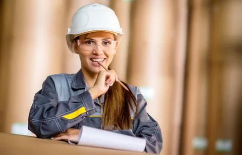 Paper mill factory worker Stock Photos