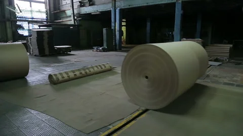 Paper mill roll unloading Stock Footage 91188750