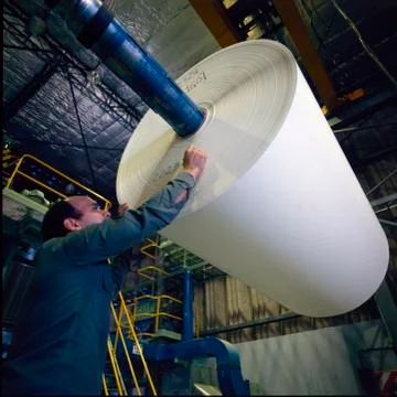 Paper mill:production of paper rolls for the printing industry argentina Stock Photos