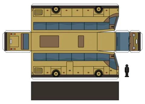 The paper model of a beige bus Stock Illustration