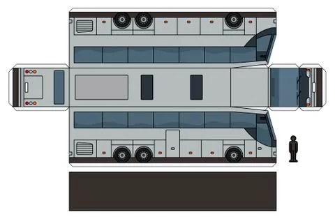 The paper model of a gray bus Stock Illustration