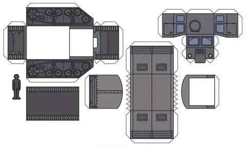 The paper model of an old artillery tractor Stock Illustration