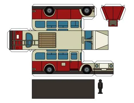 Paper model of an old bus Stock Illustration