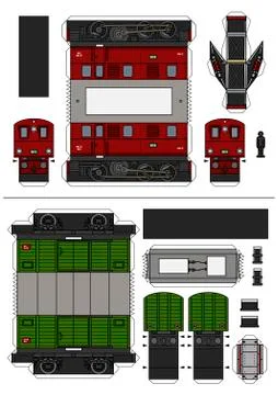 The paper model of an old electric train Stock Illustration
