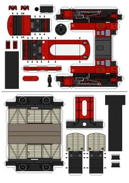 The paper model of an old  freight steam train Illustrazione stock