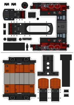 The paper model of an old  freight steam train Stock Illustration