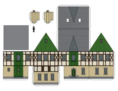 Paper model of an old half timbered house Stock Illustration