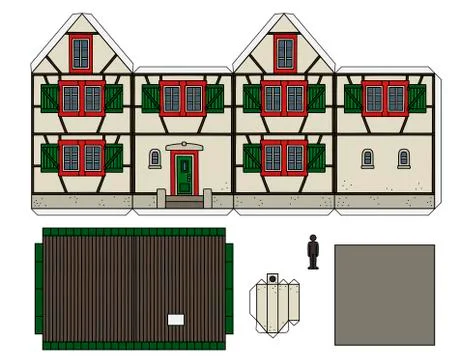 Paper model of an old house Stock Illustration