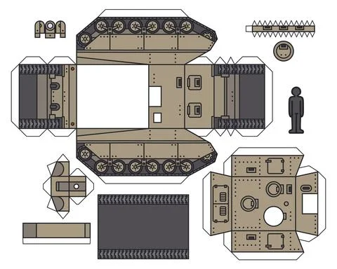 The paper model of an old sand self propelled gun Stock Illustration