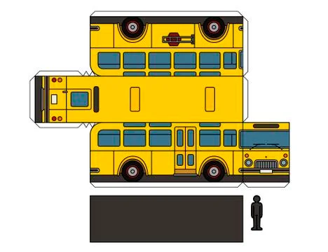 Paper model of an old school bus Stock Illustration