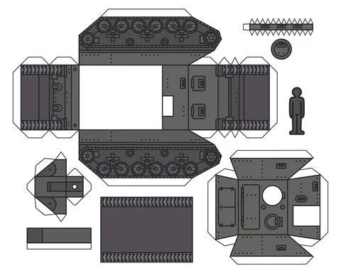 The paper model of an old self propelled gun Stock Illustration