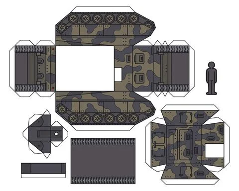 The paper model of an old self propelled gun Stock Illustration